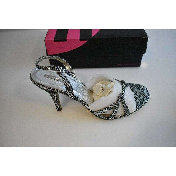 Michael Antonio Metalic Swoon Black and Grey Heels Round Toe New Size 10 - Picture 2 of 8